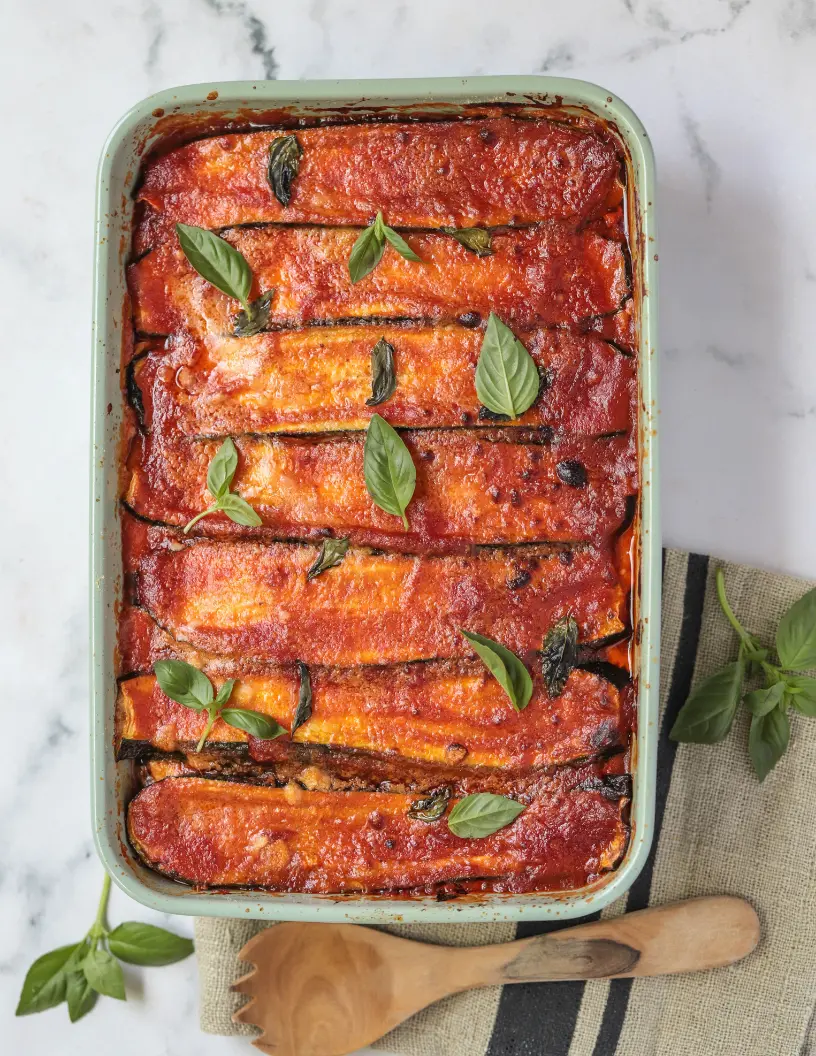 Lasaña keto de calabacín gratinada