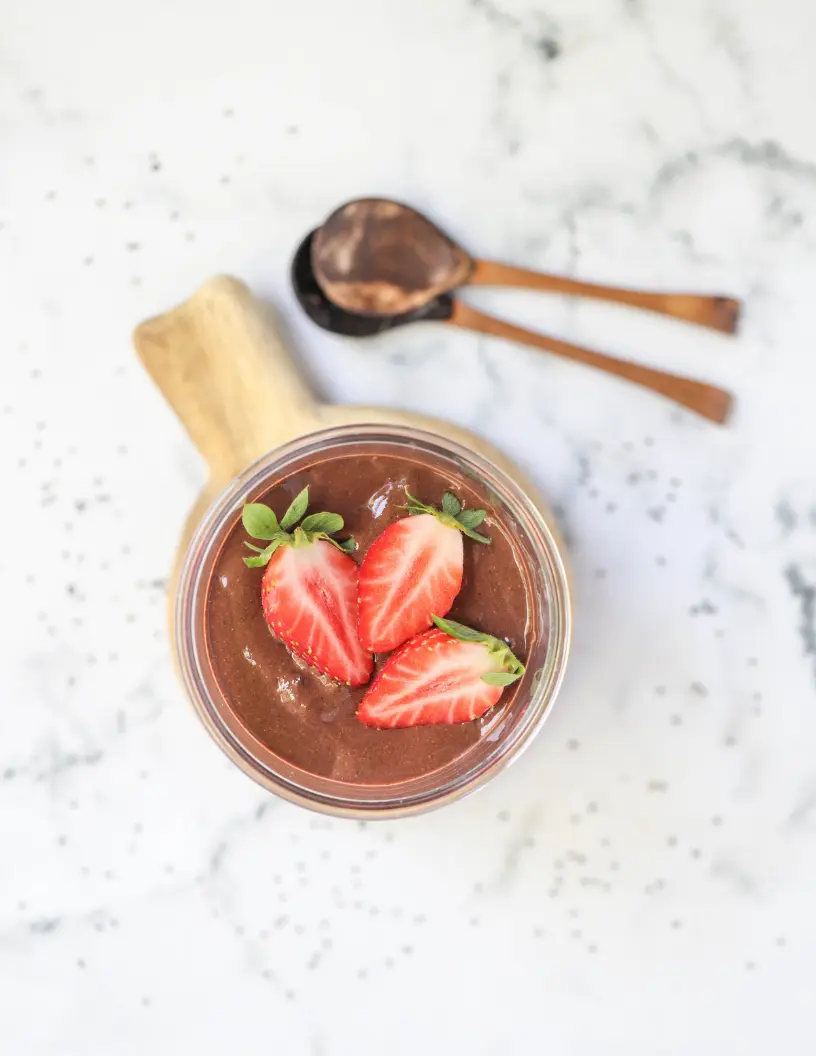 Pudding de chía con chocolate alto en proteínas